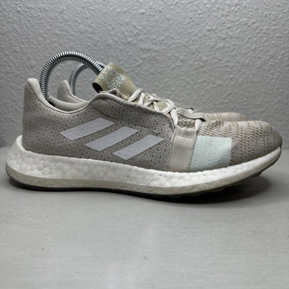 Adidas Sense Boost Go Tan Sand White Knit Running Workout Shoes Women’s Size 8